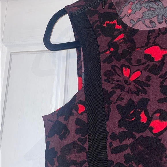 Halogen Burgundy Floral Top with Black and Red Details - Picture 3 of 5